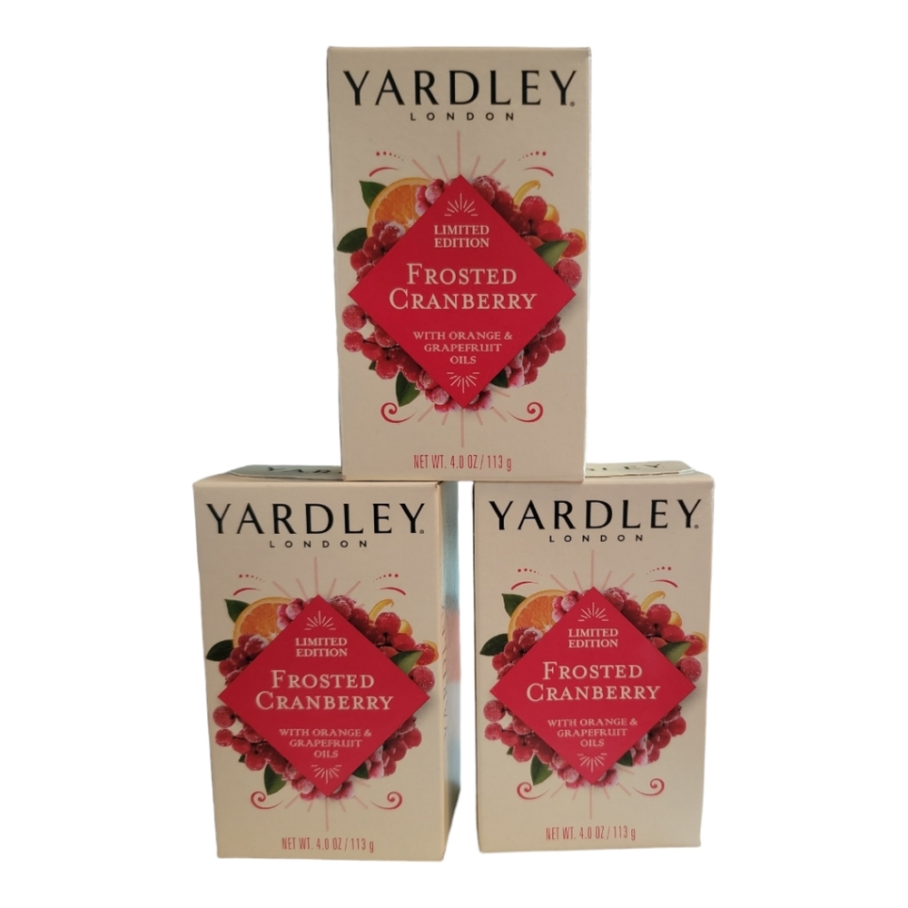 NEW 3 Pack Yardley Limited Edition Bar Soap Frosted Cranberry 4oz each